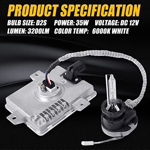 Ransoto X6T02981 Xenon Headlight Ballast Unit Assembly With Igniter And D2S Bulb Compatible With Acura Tl Tsx And Tl Type-S, Honda S2000, Mazda 3 Replaces W3T10471, W3T14371, X6T02971 #TOP6