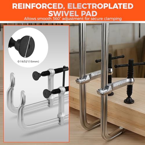 Image of HORUSDY 4-Pack 12-Inch Bar Clamp Set, Light Duty Drop Forged Steel F Clamps, Max 450 lb Load Capacity, Smooth Adjustment Strong Grip for Welding, Woodworking, Metalworking, DIY & Crafts