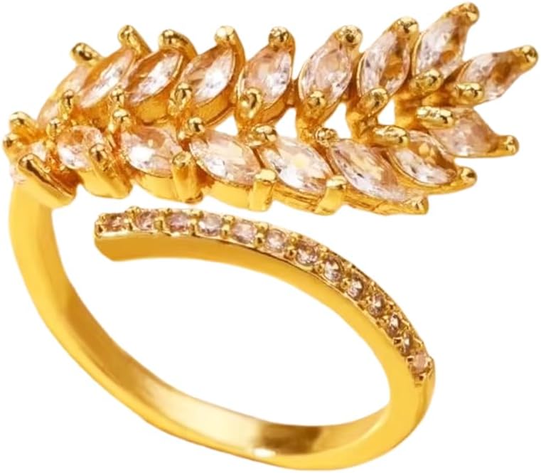 14K Gold Vine Ring, Adjustable Canary Moissanite Floral Openwork Band Jewelry for Women