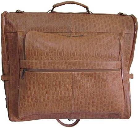 Amerileather Brown Leather Chai River Pebble-Print Garment Bag (#2435-1)
