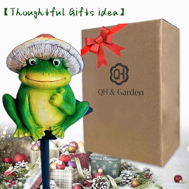 QH Garden Solar Frog Lights - Waterproof Frog Figurines for Outdoor Garden Decor, Perfect Statue Gifts - Solar Power LED for Garden, Lawn, Patio, Pathway