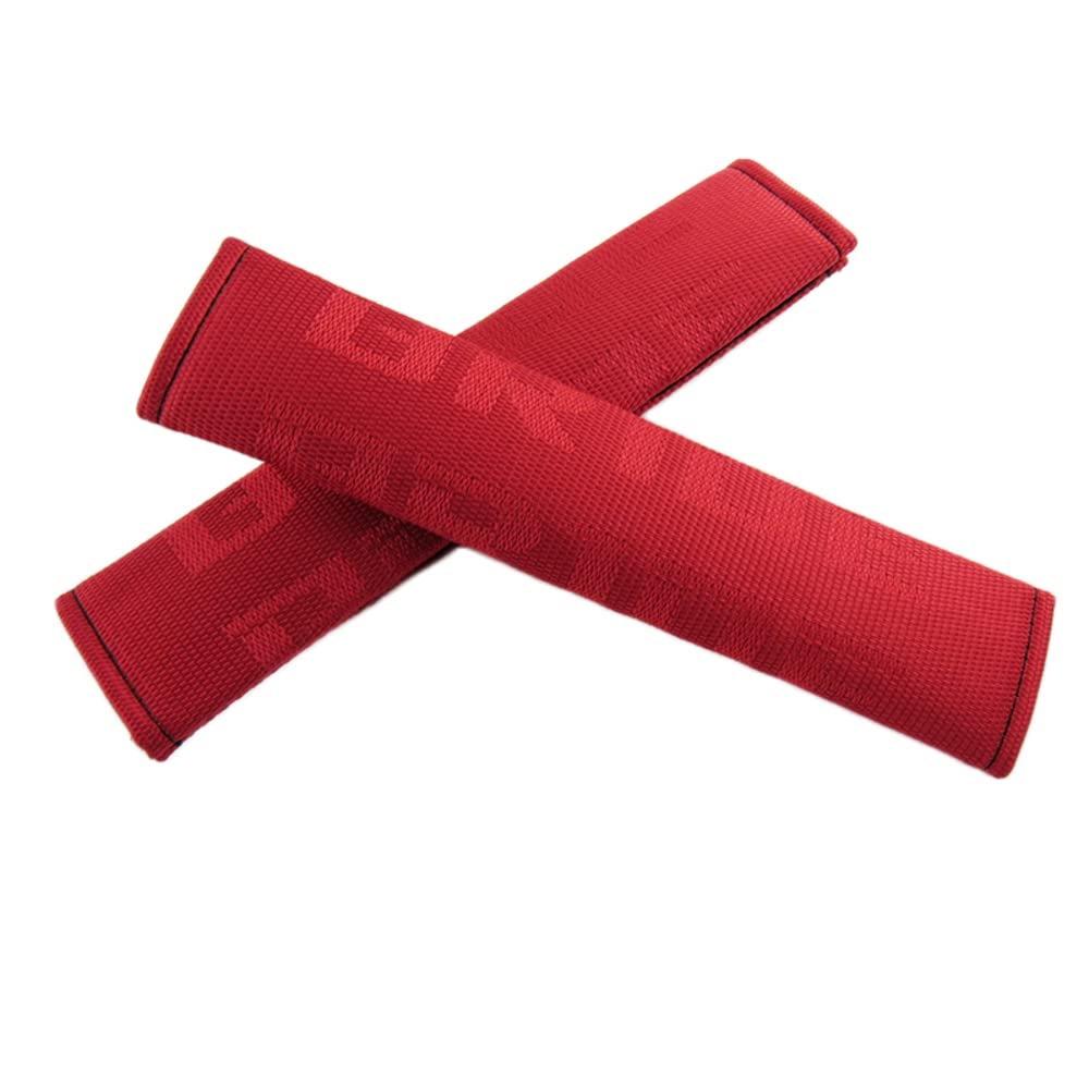 W-POWER JDM Bride Racing Soft Fabric Seat Belt Cover Shoulder Pads Fabric Racing Seat Material (Red)