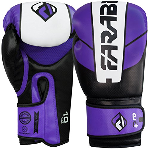 Farabi Pro Fighter Boxing Gloves Sparring Gym Bag Punching Focus Pad Mitts (Purple/Black, 16Oz)