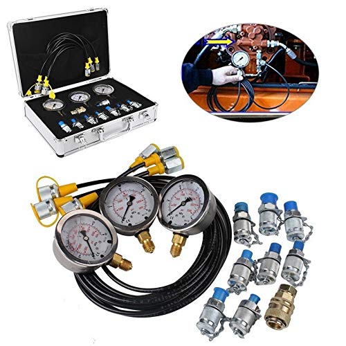 Kit d'essai pour pelle hydraulique : jauge de pression et point de couplage