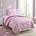 Super Soft, Cute, Fun and Whimsical Mainstays Kids Rainbow Unicorn With Images of Unicorns. Butterflies and Rainbows Girls Bed in a Bag Complete Bedding Set, Pink, Twin