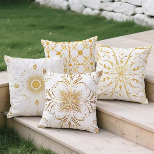 Housse de coussin 80x80cm jaune de style bohemia : idée cadeau idéale