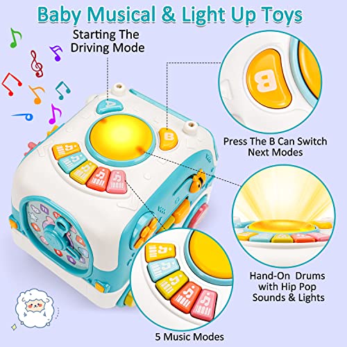 Baby Musical Bus Toys, Busy Crawling Learning Baby Toy 6 7 8 9 10 12 18 Month Car With Light & Music Toddler1-3 Infant Toy Development Educational Sensory Boy Girl Age 1 2 Year Old Easter Treat Gift #TOP1