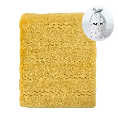Image of CREVENT 30''X40'' Soft Cozy Warm Baby Blankets for Boys Girls Solid Color - All Season Use - Newborn Essentials (Sunshine Yellow)