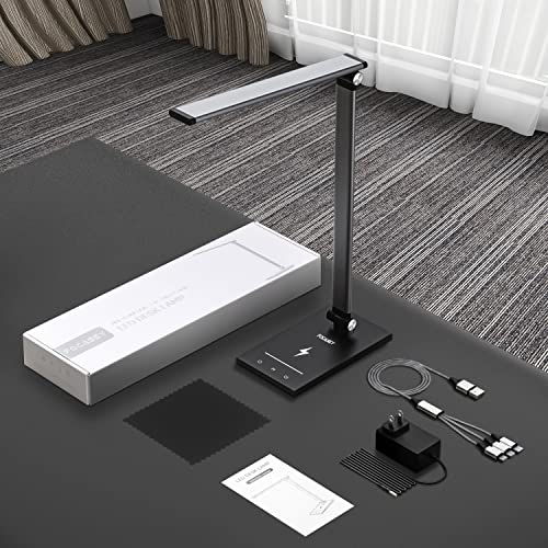 Focasey Led Desk Lamp With Wireless Charger,Usb Charging Port,Eye-Caring Desk Lamps For Home Office,Touch Control Table Lamp With 25 Lighting Modes,Desk Light For Study,Reading,Office,Black #TOP7