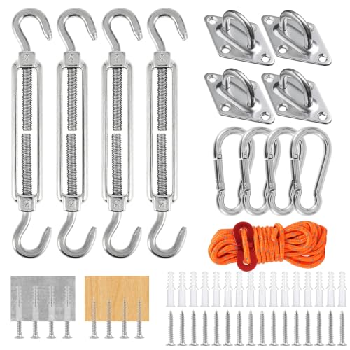 Yurifaz M6 Awning Attachment Set Heavy Duty Sun Shade Sail Stainless Steel Hardware Kit for Rectangler Triangle and Square Garden Sun Shade Sail for Garden Outdoor Lawn