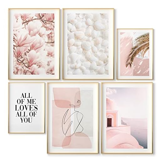 OHBIMBA - Laminas Decorativas Pared | Laminas para Cuadros Decoracion Salon Modernos | Laminas para enmarcar | Cuadros Decoracion dormitorios SIN Marcos | Tamaño 4xA3 y 2xA4 (Santorino Rosa)