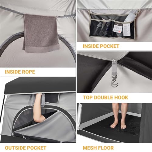 KingCamp-Camping-Shower-Tent-Oversize-Space-Privacy-Tent-Portable-Outdoor-Shower-Tents-for-Camping-with-Floor-Changing-Tent-Dressing-Room-Easy-Set-Up-Shower-Privacy-Shelter-1-Room2-Rooms-Toilet-Tent