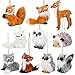 10 Pieces Ornaments, Woodland Faux Fur Animal Ornaments Plush Animal Hanging Ornaments for Christmas Tree Keychain Backpack Hanging Home Party Decoration