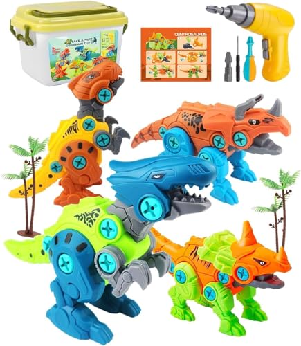 Jovrun Dinosaur Toys for Boys and Girls Aged 3-9 Operation Games Take Apart Dinosaur Gifts with Storage Box Electric Drill Included Ideal Dinosaur Birthday Educational Kids Toys