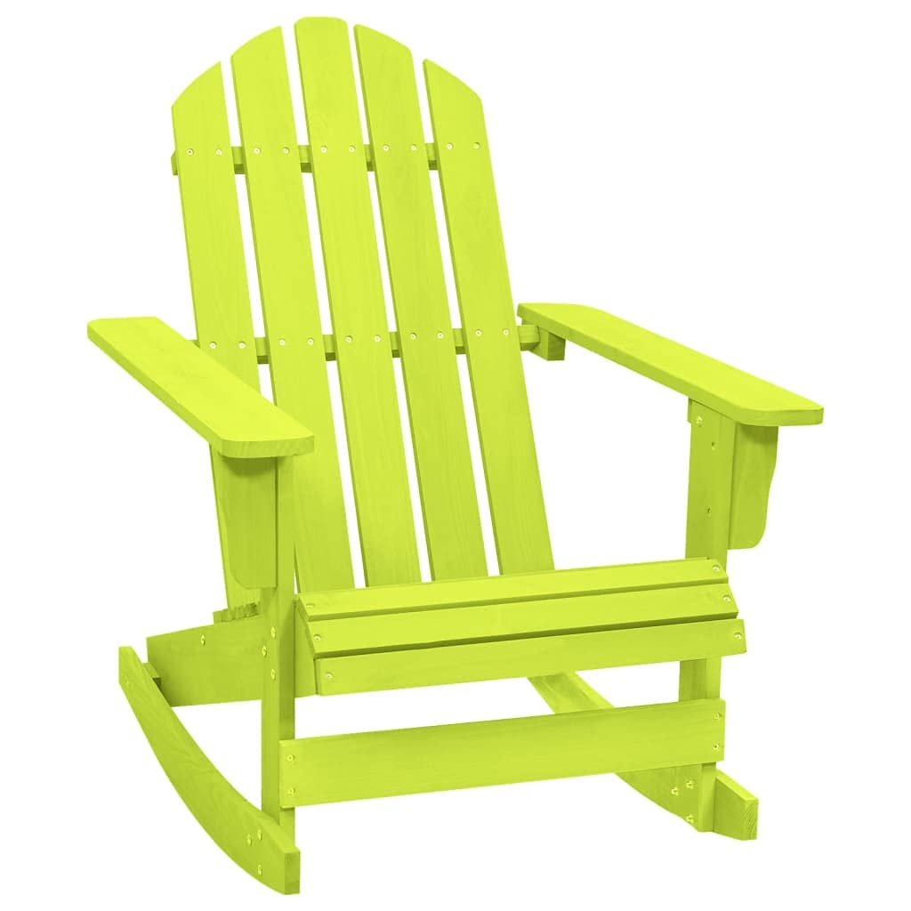 Sedia a Dondolo da Esterno in Legno Massello, Design Adirondack con Struttura Robusta, Sedia da Giardino Comfortevole, Poltrona da Giardino, Sedie da Giardino,Verde, 70 x 91.5 x 92 cm