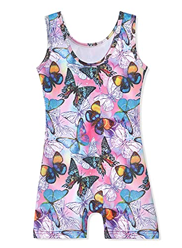 Image of HOZIY Gymnastics Leotards for Girls with Shorts Toddlers Biketards Rainbow Unicorn Dinosaur Mermaid Leopard Flower Galaxy