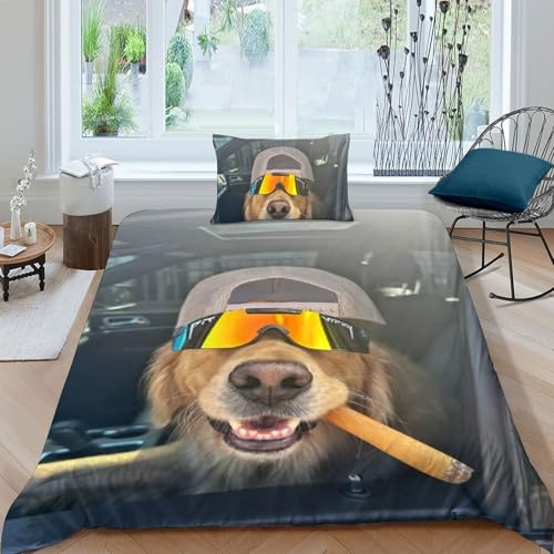 Housse de couette chiots lit enfant 135x200 cm en microfibre
