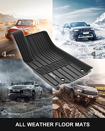 3W Floor Mats Fit For Jeep Grand Cherokee L 2021-2023, Tpe All Weather Custom Fit Floor Liner For 1-3 Rows Full Set Car Mats Black (Only For 6 Seater Without Center Console) #TOP6