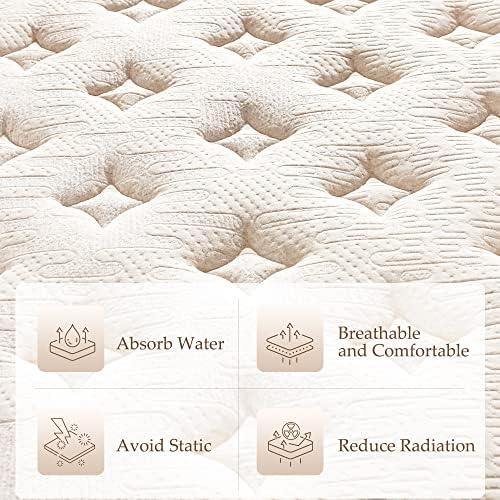 KESCAS 4FT6 Memory Foam Hybrid 27cm Double Mattress, Knitted Fabric Cover with Linen, Heavier Coils for Durable Support, Pocket Sprung for Motion Isolation, Medium Firm - Made in Century-Old Factory