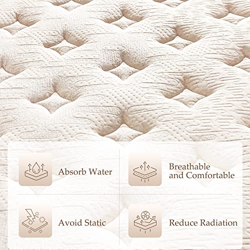 Kescas 12 Inch Memory Foam Hybrid Full Mattress - Knitted Fabric Cover With Linen - Heavier Coils For Durable Support - Pocket Innersprings For Motion Isolation - Pressure Relieving - Medium Firm #TOP2