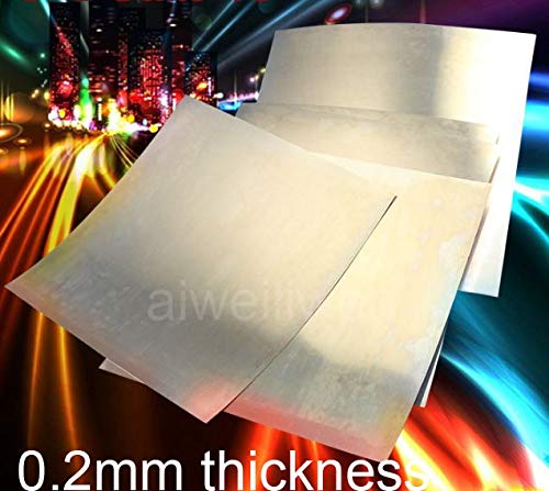 Ochoos 0.2mm Thickness 100x100mm 200x200mm C17200 BeCu Sheet HRC45 Beryllium Copper Belt Wear-Resisting Beryllium Bronze foil QBe2 - (Length: 0.2x100x100mm)