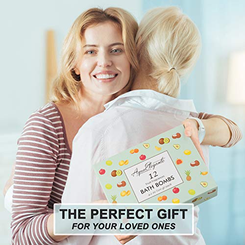 Tropical Fruit Bath Fizzies Set - 12 Large Bubble Bathbombs With Natural Essential Oils In Fruity Scents - Vegan Fizzy Bath Bombs Has Moisturizing Shea Butter And Coconut Oil #TOP3