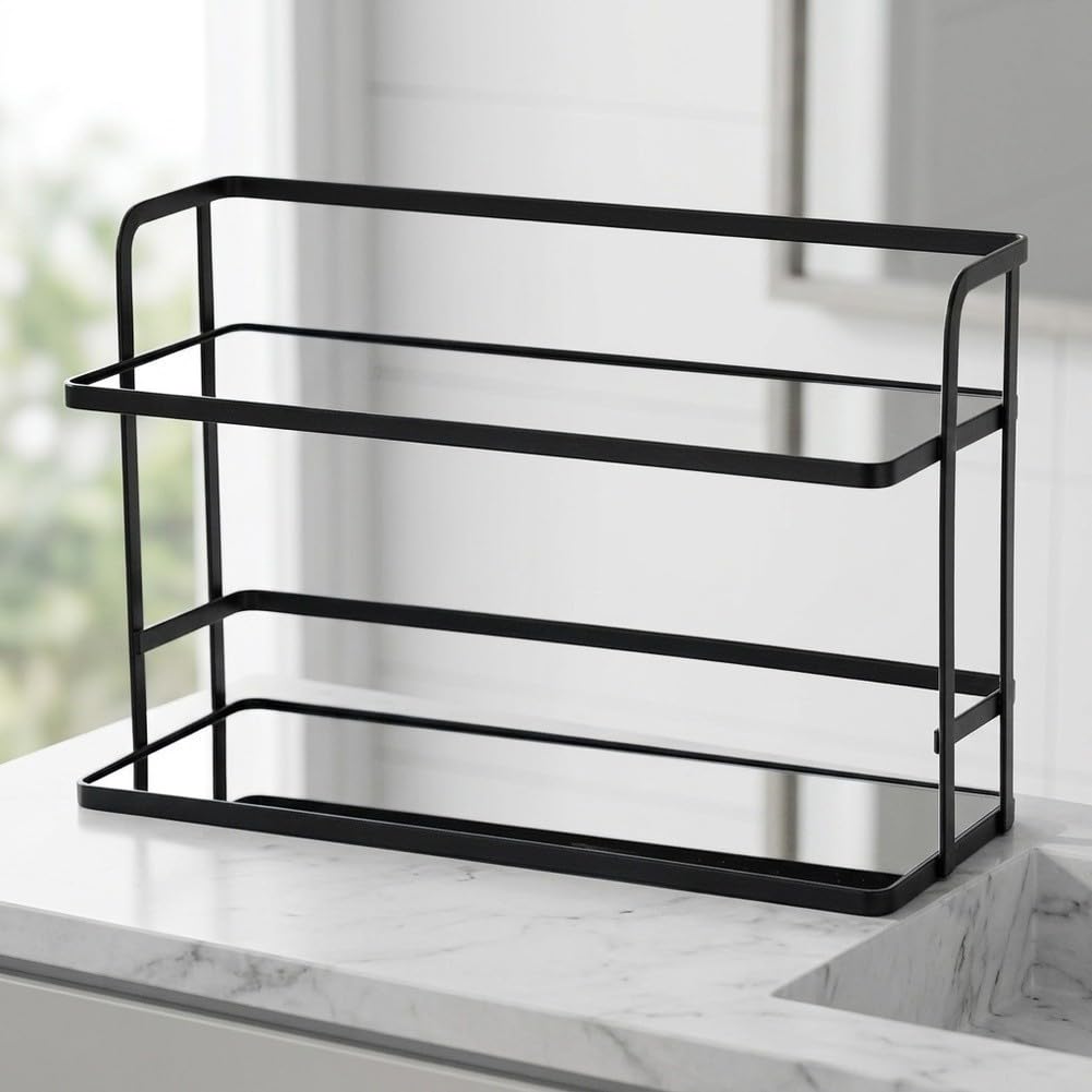 Organizador Cocina 2 Baldas para acero Negro Organizador Cocina