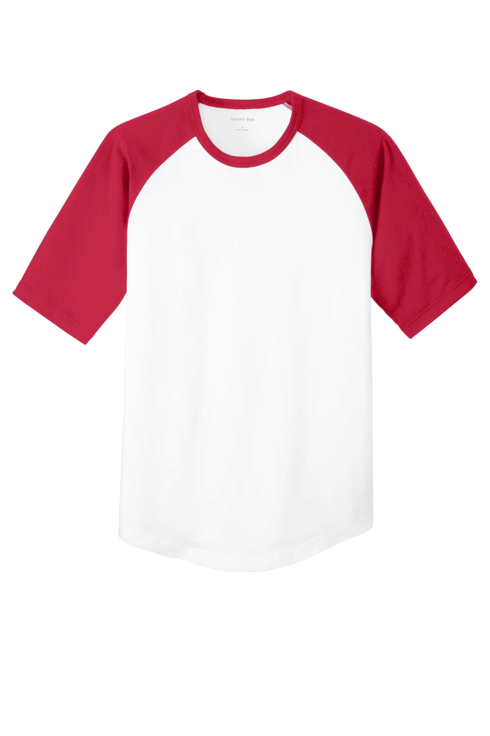 SPORT-TEK Youth Short Sleeve Colorblock Raglan Jersey, White/Red, Medium