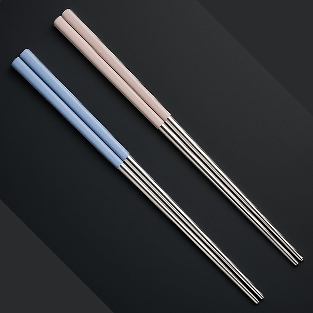 2-Pair Reusable Stainless Steel Chopsticks Set – Lightweight, Non-Slip, Washable & Dishwasher Safe Metal Chopsticks – Ideal for Chinese, Korean & Japanese Cuisine (Color May Vary)-picture-27