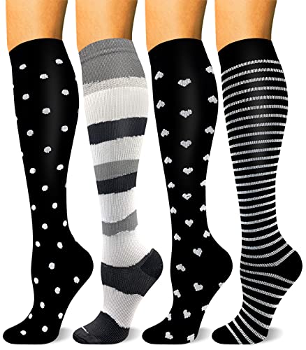 4 Pairs of Compression Socks for Women and Men