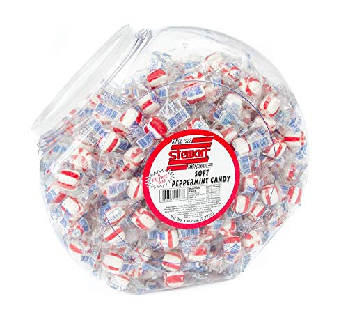 Stewart Old Fashioned Peppermint Flavored Pure Sugar Candy Puff Balls - Individually Wrapped Candy Snack, Fat-Free, Cholesterol-Free, Gluten-Free, Made In The Usa - 96Oz Tub #TOP3