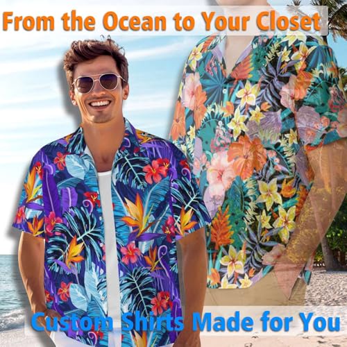 Custom Hawaiian Shirt with Face Personalized Funny Button Down Hawaiian Tropical Floral Beach Shirts for Men Husband Father3