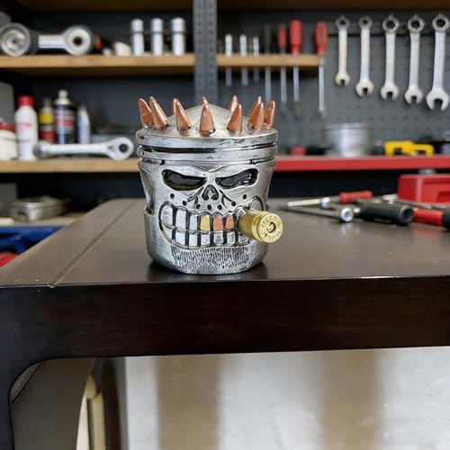 Escultura de Calavera con Pistón Tallado de Resina miniatura 2