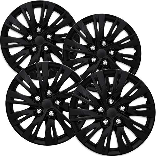 OxGord 16 inch Gloss Black Snap-On Hubcaps with 10 Split Spoke Compatible with 2012-2014 Toyota Camry Standard Steel Wheel Covers