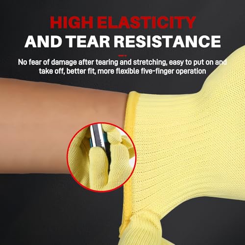 GOL-SIV Heat Cut Resistant Glove,Aramid Oven Gloves with Fingers,Heat Resistant Up to 550°F, Thick Knit Design,Machine Washable - Kevlar Knit Work Gloves for Men & Women(Aramid, Medium) by GOL-SIV - Image 4