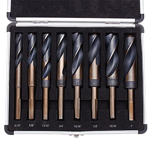 broca 8Pcs 1/2 Inch Shank HSS 4241 Twist Drill Bit Set 9/16 To 1 Inch Twist Drill For Wood Metal (Co
