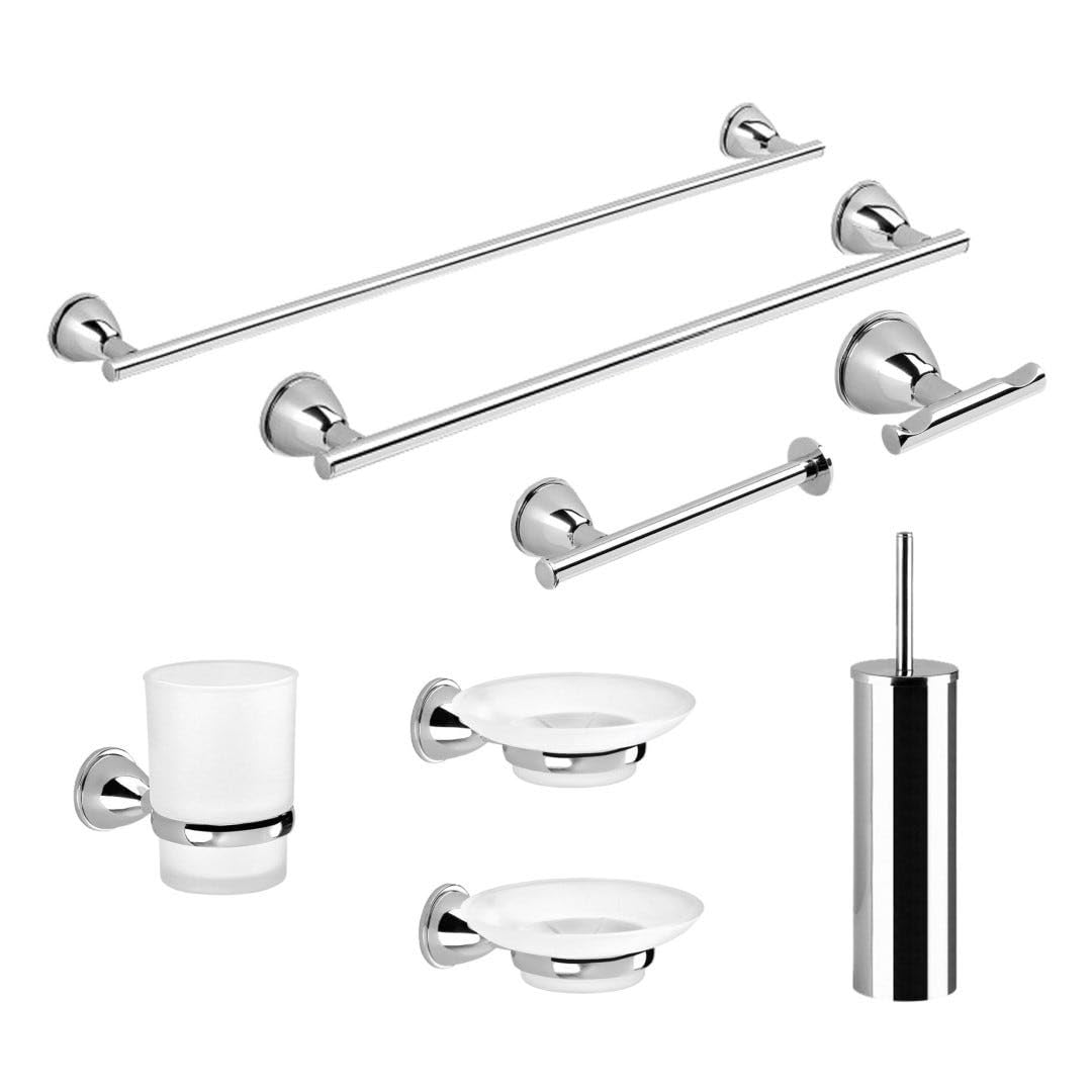 Kiamami Valentina - Conjunto Completo de 8 Piezas de Accesorios de baño de Pared cromados | Gemma