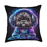 Cute Lhasa Apso Shih Tzu Dog DJ Party Dogs Club Gift Throw Pillow