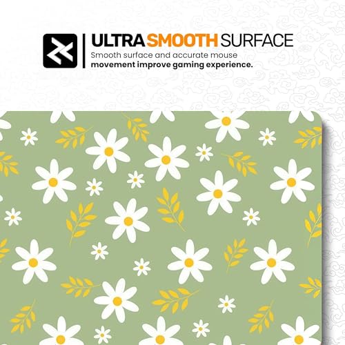 Image of Daisy Bloom Premium Desk Mat | Anti-Skid | Anti-Slip | 90 * 42 cm | Laptop Mat for Work from Home /Office /Gaming- Extended Mouse pad and Keyboard Desk mat