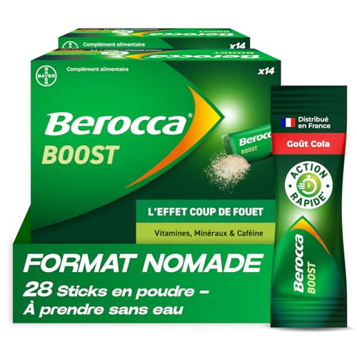 Berocca® Boost Stick - Effet coup de fouet - Aide à réduire la fatigue -Vitamine B12, Guarana, Caféine, Vitamine C et Magnésium - Complément Alimentaire...