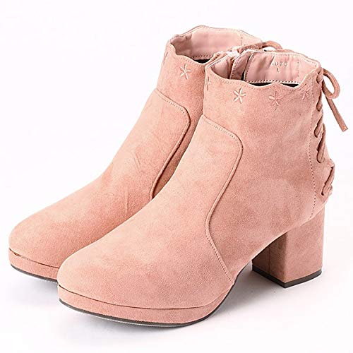 プリムヴェールリズリサ（シューズ）(LIZLISA) バックレースアップブーツ【ピンクスエード調/M（23.0～23.5）】