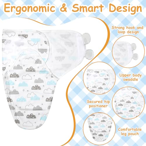 Image of Ramede 6-Pack Preemie Baby Swaddle Blankets with Hats, Breathable 100% Cotton Baby Swaddles, Suitable for Preemie Babies and Newborns, Soft Cotton, Adjustable(Planet,Blue)