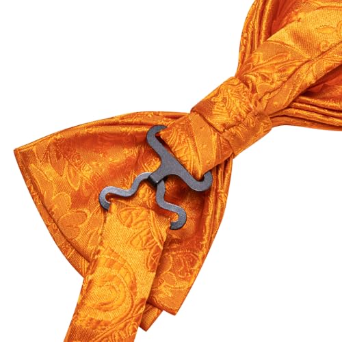 Image of Hi-Tie Bow Ties for Men Pre-Tied Pocket Square with Cufflinks Mens Bowtie Sets for Wedding Formal Party