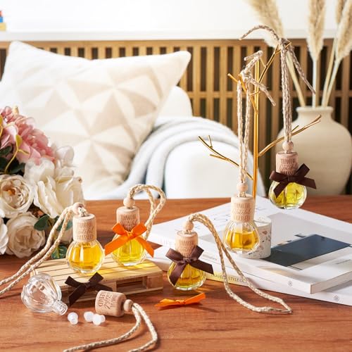 Image of Reallnaive 30 Pcs 30 Pcs Winter Car Diffuser Bottles Snowman Pumpkin Car Diffuser Winter Fall Hanging Empty Vehicle Air Freshener with Bow for Holiday Party Gift (Pumpkin)