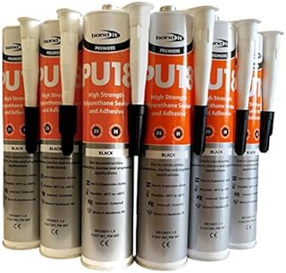 (6 TUBES) PU18 Black Polyurethane Adhesive Sealant High Strength PU Window Marine Auto 