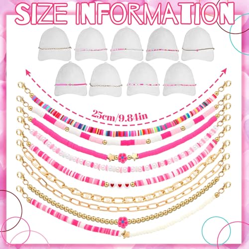 Image of Geyoga 9 Pcs Trucker Hat Chains Trucker Hat Charms Women Man Bill Decoration Detachable DIY Metal Chain for Mesh Baseball Cap(Bright Pink,Y2k)