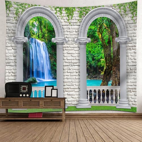 Tapiz de tela para pared que transforma tu dormitorio en un bosque nórdico con cascada