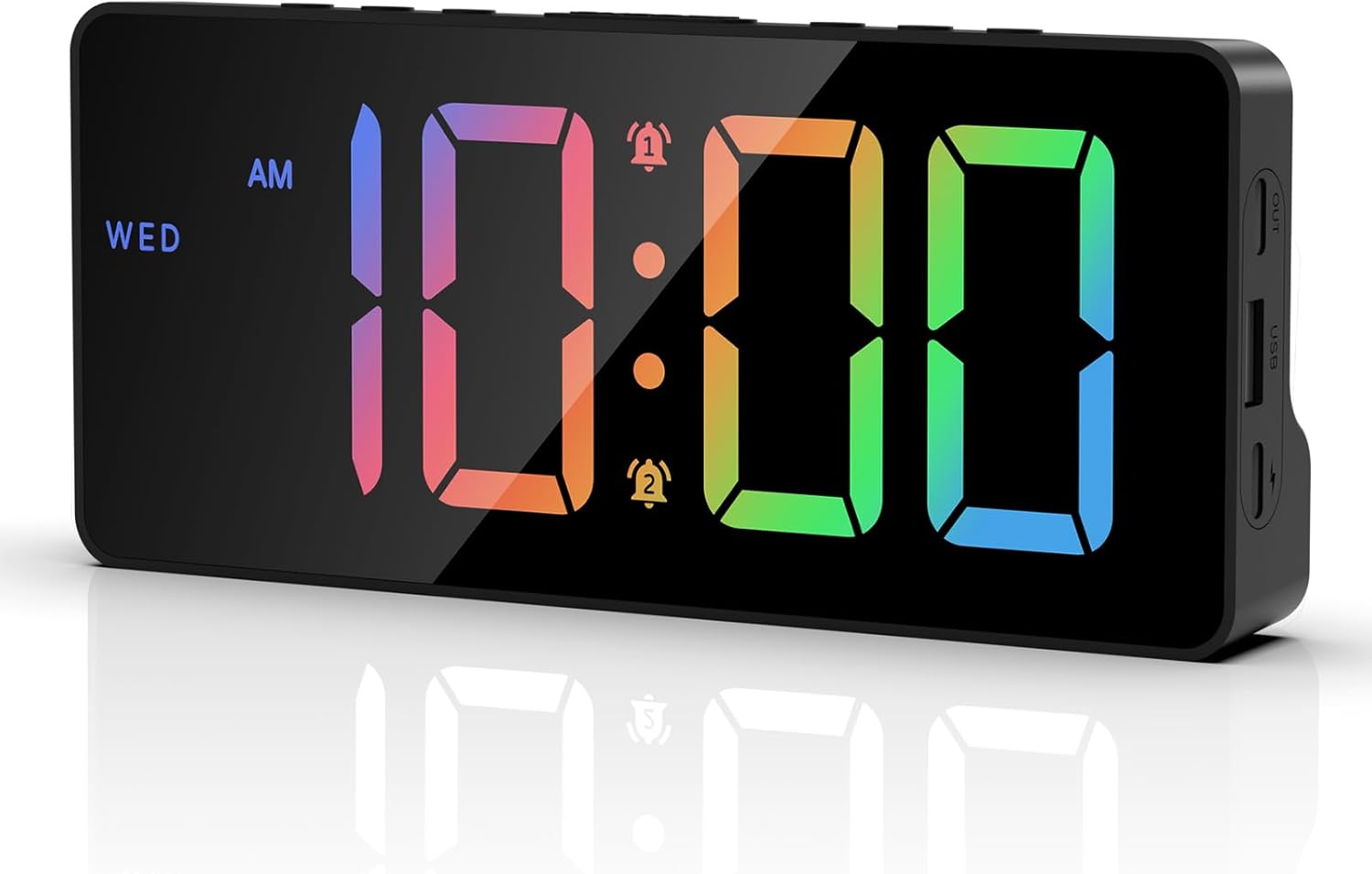 AMIR Colorful LED Alarm Clocks for Bedroom, 2 Alarms with