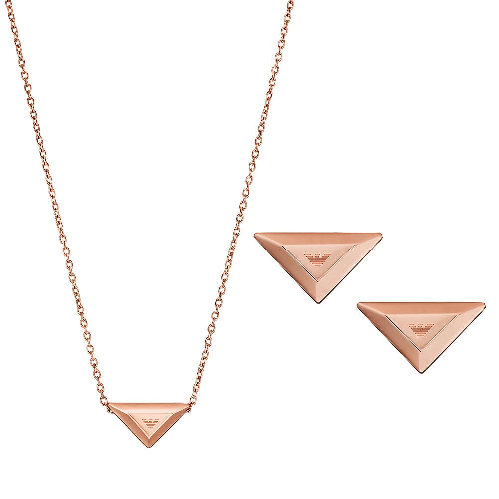Emporio Armani Damen Rose Gold-Ton Stahl Anhänger Halskette und Ohrringe Set, EGS3121SET