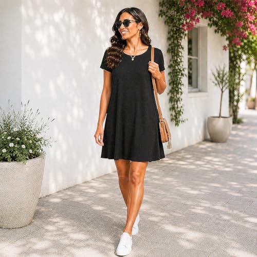 Image of Miss Lavish London Women's Relaxed Fit T Shirt Dress with Pockets Short Sleeve Summer Vacation Dresses